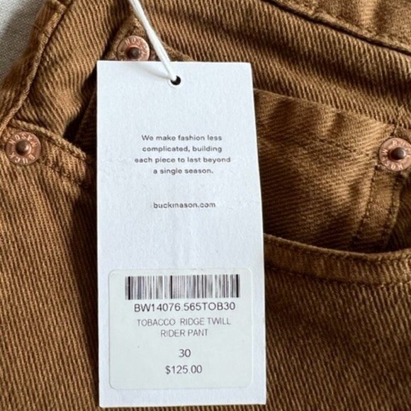 NWT Women's Buck Mason Ridge Twill Rider Pant in Tobacco size 30 - Sold Out! - Picture 3 of 8